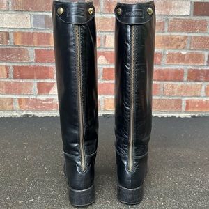 HUNTER Leather Riding Boots - Women’s tall boots - size 8 - black - back zipper